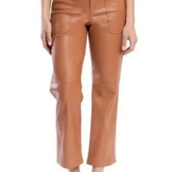 NWT NYC The Baxter Ribcage Straight Leg
High Waist Faux Leather Pants Brown 26 - Picture 7 of 15